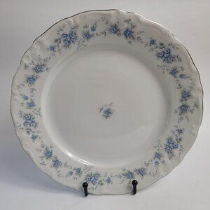 ONE Winterling Renaissance II Dinner Plate White with Blue Roses & Gray Leaves